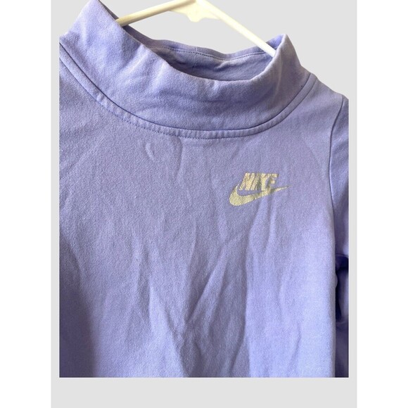 Nike Girl's Pullover Hi Lo Mock Neck Ruffle Back Sweatshirt  SM Lilac Purple - Picture 2 of 5